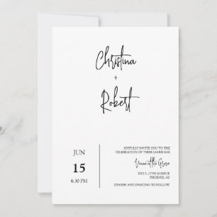 Invitación Boda mínimo simple y moderno foto código QR RSVP