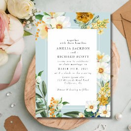 Invitación Boda Mint green Spring Garden Wildflowers