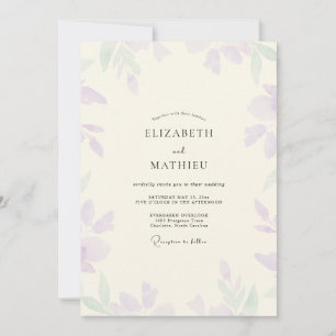 Invitación Boda Mint Púrpura Frondosa