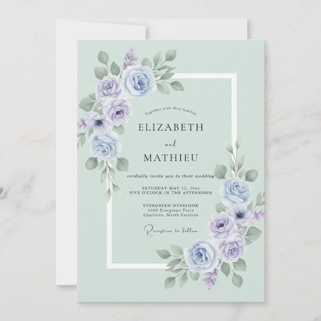 Invitación Boda Mint Verde Pacífico de Primavera (Anverso)