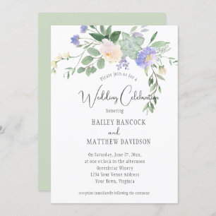 Invitación Boda Mint y Lavender Florals y Suculent