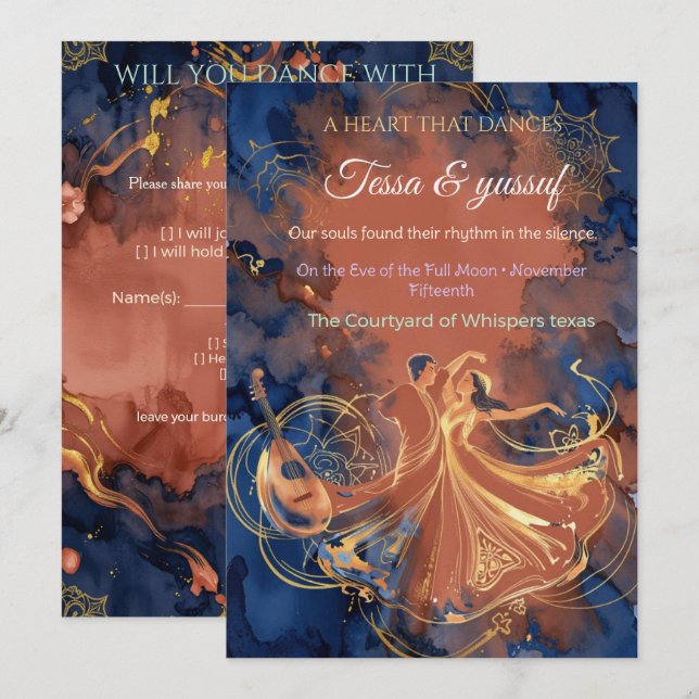 Invitación Boda Mística a la Luz de la Luna  (Anverso / Reverso)