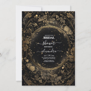 Invitación Boda Mística Celestial Negra y Dorada