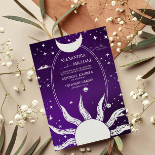 Invitación Boda Mística del Sol y la Luna Púrpura