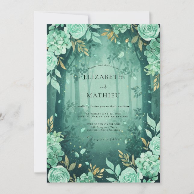 Invitación Boda Mística en el Bosque Esmeralda (Anverso)