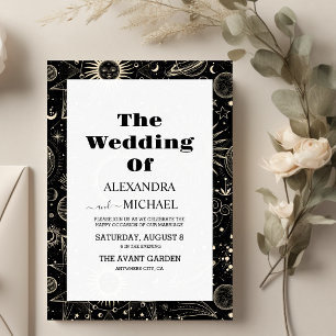 Invitación Boda Mística Lunar Celestial de Oro