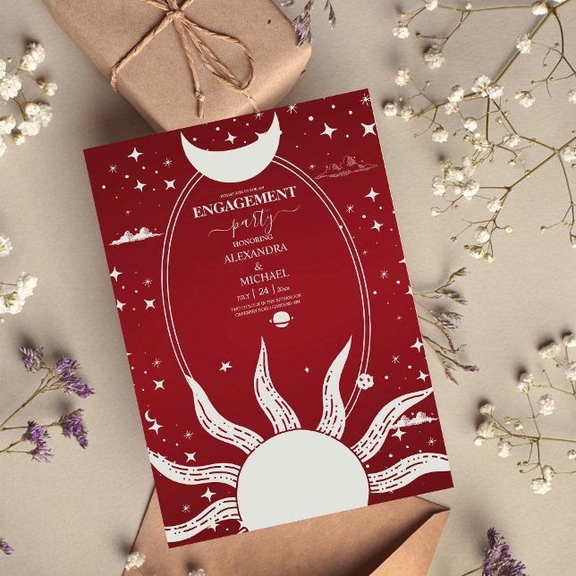 Invitación Boda Mística Marsala y Sol Luna Plateada (Subido por el creador)