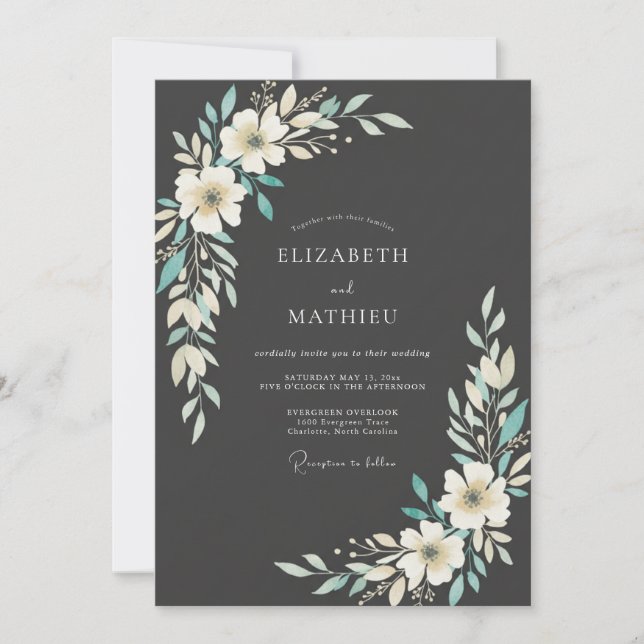 Invitación Boda Mística Nocturna de Carbón Oscuro (Anverso)