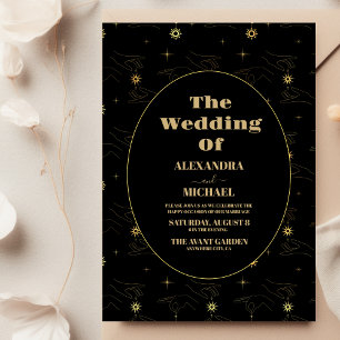 Invitación Boda Mística Tarot Negra y Dorada