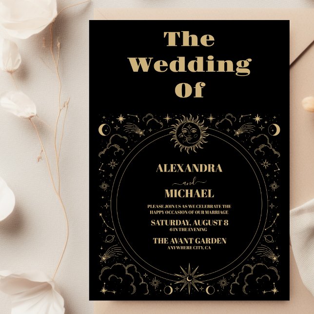 Invitación Boda Mística Tarot Negra y Dorada (Subido por el creador)