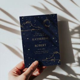Invitación Boda místico de nubes doradas celestes