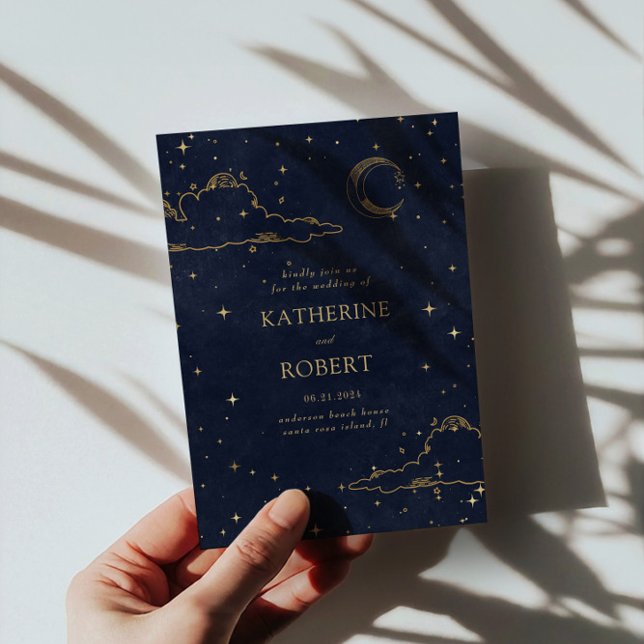 Invitación Boda místico de nubes doradas celestes (Subido por el creador)