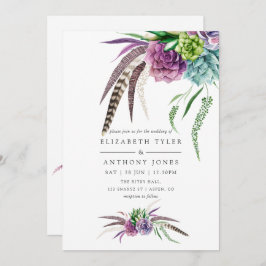 Invitación Boda místico del Boho Watercolor Suculento