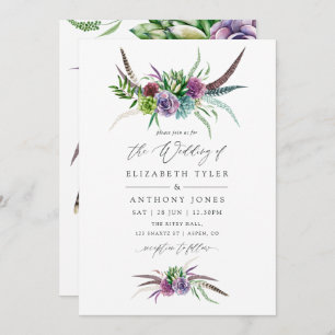 Invitación Boda místico del Boho Watercolor Suculento