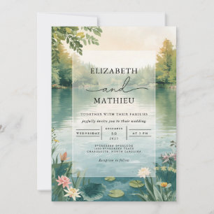 Invitación Boda Misty Lake Floral Romance