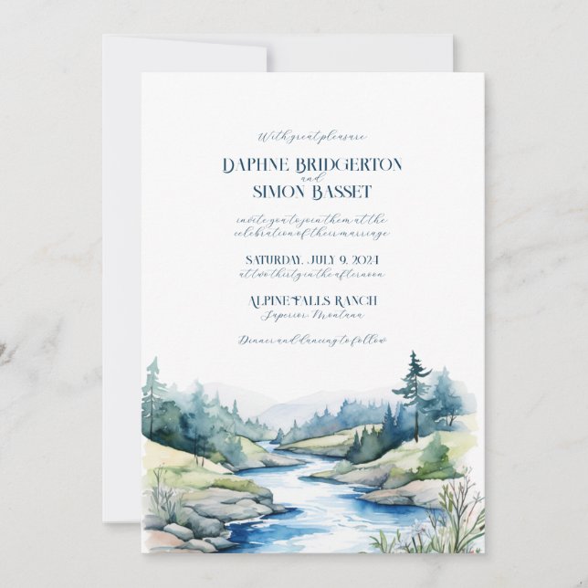 Invitación Boda Misty Mountain (Anverso)
