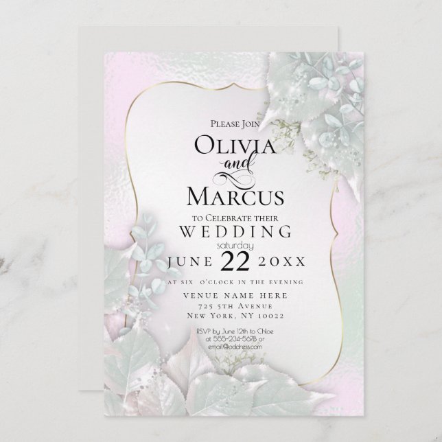 Invitación BODA | Misty Pink Pearl Shimmer (Anverso / Reverso)