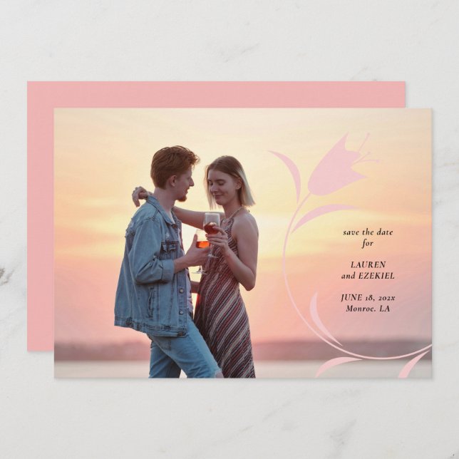 INVITACIÓN BODA MOD PINK TULIP GUARDAR LA FECHA (Anverso / Reverso)