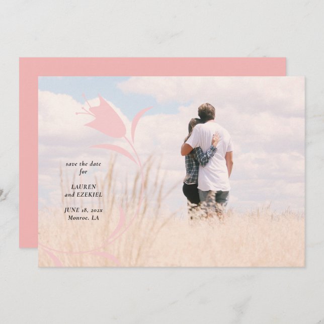 INVITACIÓN BODA MOD PINK TULIP GUARDAR LA FECHA (Anverso / Reverso)