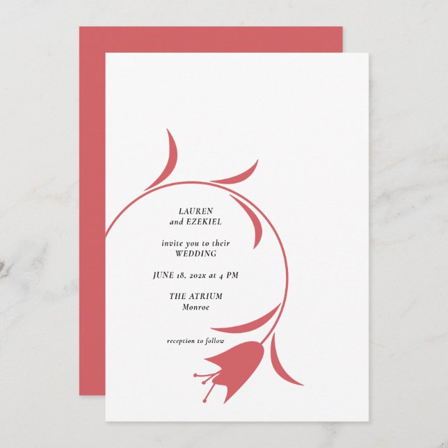 INVITACIÓN BODA MOD WINE TULIP (Anverso / Reverso)