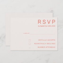 Invitación Boda moderado de color blanco y rojo pastel RSV