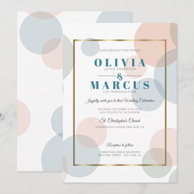 Invitación Boda Modern Pastel Confetti Dots (Anverso / Reverso)