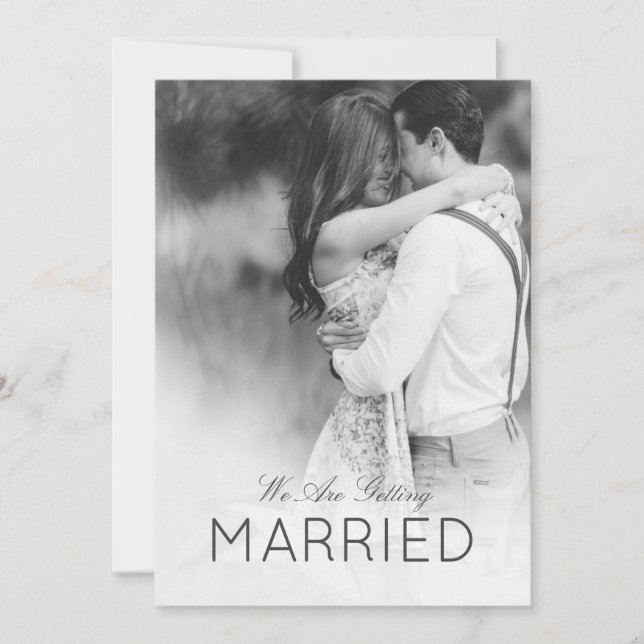 Invitación Boda moderna  2 Foto elegante en blanco y negro (Anverso)