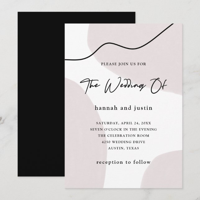 Invitación Boda moderna abstracta elegante de la acuarela del (Anverso / Reverso)