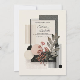 Invitación Boda Moderna Abstracta Geométrica de Bayas