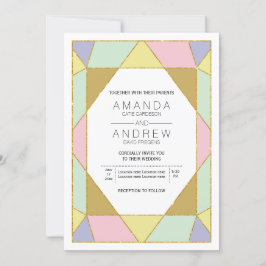 Invitación Boda moderna abstracta geométrica rosa menta joya