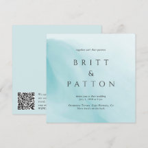 Boda moderna abstracta minimalista código QR en az