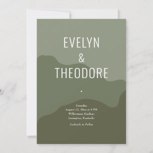 Invitación Boda moderna abstracta terrosa en verde oliva y sa