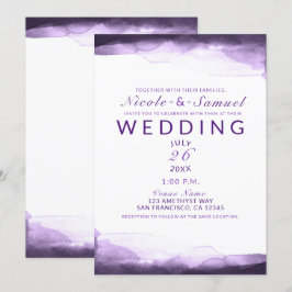 Invitación Boda moderna acuarela ciruela púrpura amatista