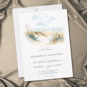 Invitación Boda moderna acuarela de playa costera