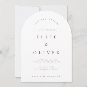 Invitación Boda moderna arco boho burgundy y blanco