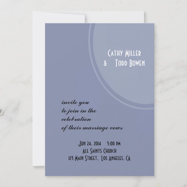 Invitación Boda moderna azul claro (Anverso)