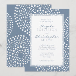 Invitación Boda moderna azul de Boho del dril de algodón