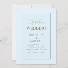 Invitación Boda Moderna Azul Hielo Ambos Padres