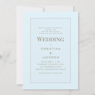 Invitación Boda Moderna Azul Hielo Ambos Padres