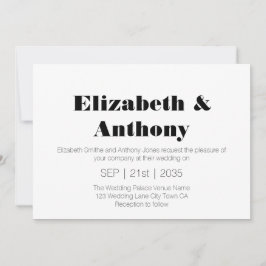 Invitación Boda Moderna Blanco y Negro