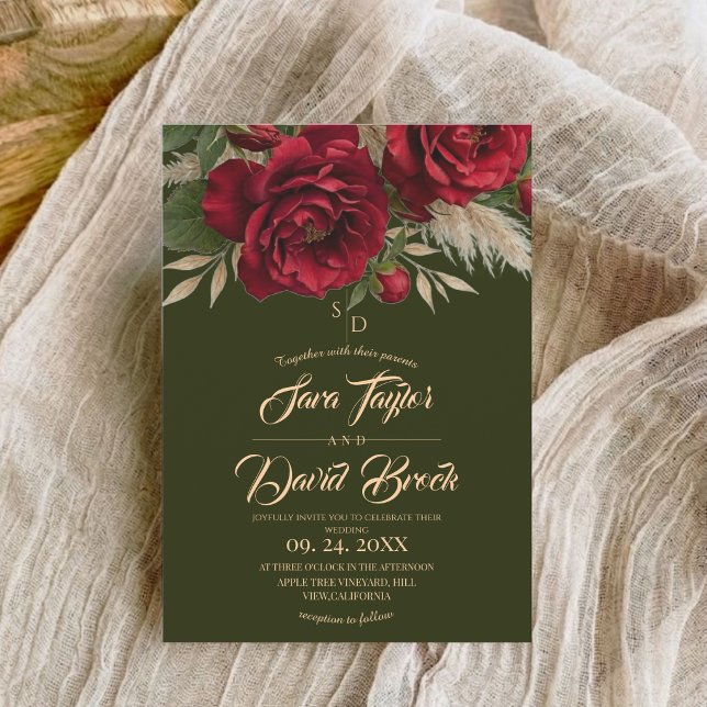 Invitación Boda moderna boho floral de Green & Roses  (Subido por el creador)