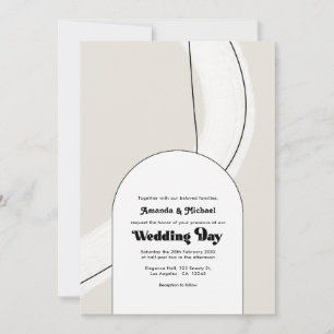 Invitación Boda moderna boho geométrica neutral minimalista