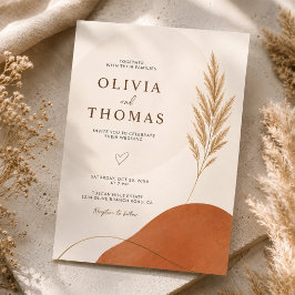 Invitación Boda Moderna Boho Tono Tierra Terracota