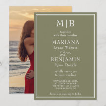 Boda moderna boho verde minimalista con borde foto