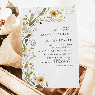 Invitación Boda moderna botánica de flores silvestres hermosa
