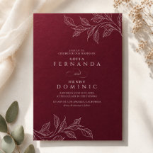 Boda moderna botánica elegante borgoña