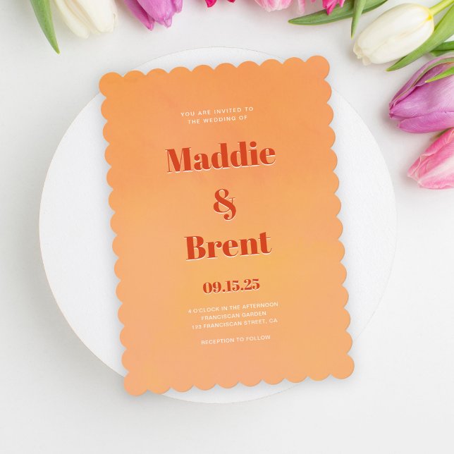 Invitación Boda Moderna Brillante y Audaz con Gradiente Naran (Subido por el creador)