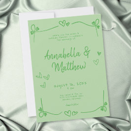Invitación Boda moderna caprichosa con corazón dibujado a man