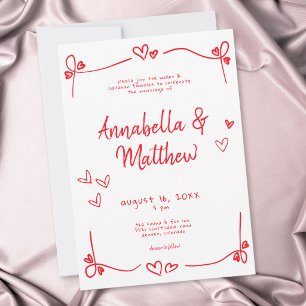 Invitación Boda moderna caprichosa con corazón dibujado a man