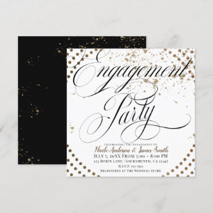 Invitación Boda Moderna Chic Bronce Negro Fiesta de Compromis